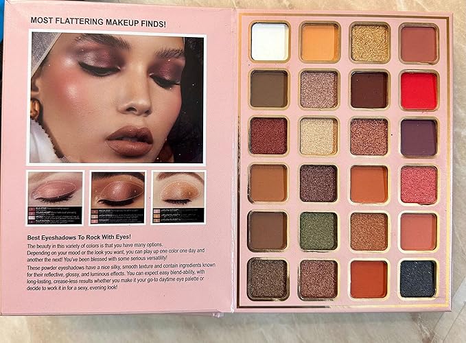 Comprehensive Palette with All-in-One Glitter & Matte Eyeshadows, Highlighter, Blush, Contour, Lip Colors, and Eyebrow Enhancers (Multicolor)